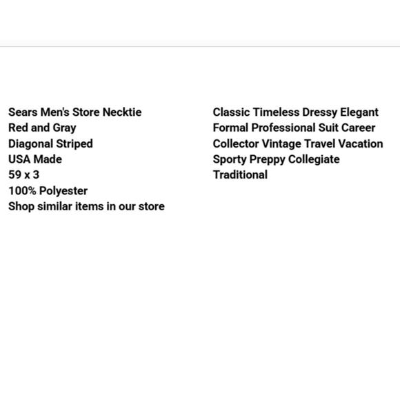 Vtg Sears Neck Tie Red Gray Diagonal Stripe USA 59x3 Polyester Preppy Collegiate - Picture 2 of 7